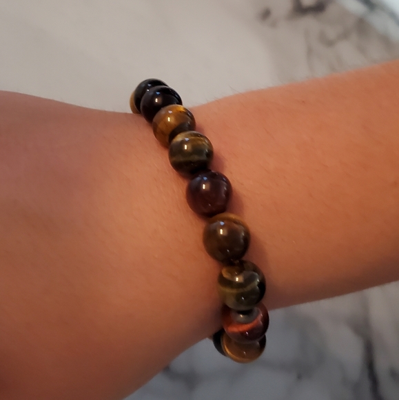 Tiger Eye Beaded Stretch Bracelet - Picture 6 of 7